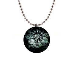 Awesome Tiger In Green And Black Button Necklaces by FantasyWorld7