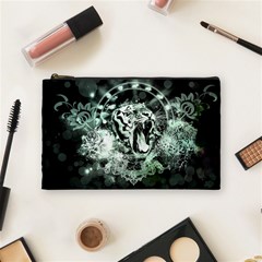 Awesome Tiger In Green And Black Cosmetic Bag (medium)  by FantasyWorld7