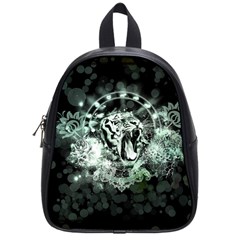 Awesome Tiger In Green And Black School Bag (small) by FantasyWorld7