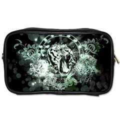 Awesome Tiger In Green And Black Toiletries Bags 2-side by FantasyWorld7