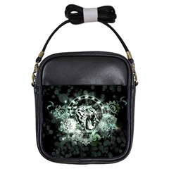 Awesome Tiger In Green And Black Girls Sling Bags by FantasyWorld7