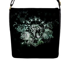 Awesome Tiger In Green And Black Flap Messenger Bag (l)  by FantasyWorld7