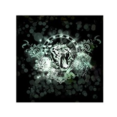 Awesome Tiger In Green And Black Small Satin Scarf (square) by FantasyWorld7