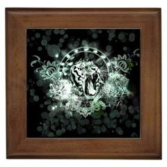 Awesome Tiger In Green And Black Framed Tiles by FantasyWorld7