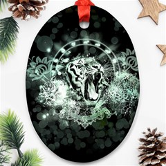 Awesome Tiger In Green And Black Ornament (oval) by FantasyWorld7