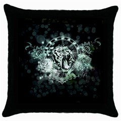 Awesome Tiger In Green And Black Throw Pillow Case (black) by FantasyWorld7