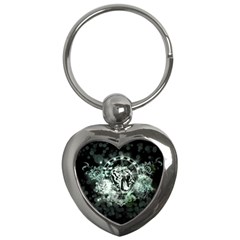 Awesome Tiger In Green And Black Key Chains (heart) 