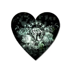 Awesome Tiger In Green And Black Heart Magnet by FantasyWorld7