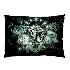 Awesome Tiger In Green And Black Pillow Case by FantasyWorld7