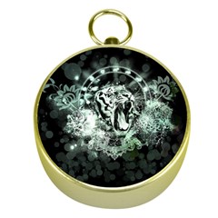 Awesome Tiger In Green And Black Gold Compasses by FantasyWorld7