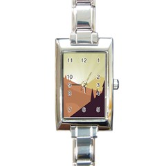 Sky Art Silhouette Panoramic Rectangle Italian Charm Watch by Sapixe