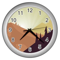 Sky Art Silhouette Panoramic Wall Clocks (silver) 