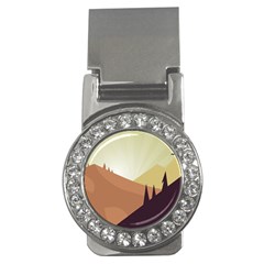 Sky Art Silhouette Panoramic Money Clips (cz)  by Sapixe