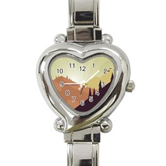 Sky Art Silhouette Panoramic Heart Italian Charm Watch by Sapixe