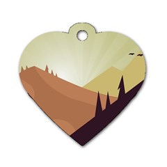 Sky Art Silhouette Panoramic Dog Tag Heart (two Sides) by Sapixe