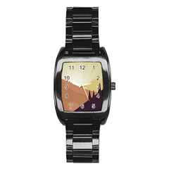 Sky Art Silhouette Panoramic Stainless Steel Barrel Watch by Sapixe