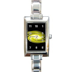 Fractal Swirl Yellow Black Whirl Rectangle Italian Charm Watch by Sapixe