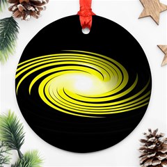 Fractal Swirl Yellow Black Whirl Ornament (round) by Sapixe