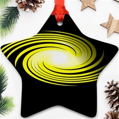 Fractal Swirl Yellow Black Whirl Ornament (star) by Sapixe