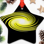 Fractal Swirl Yellow Black Whirl Ornament (Star) Front