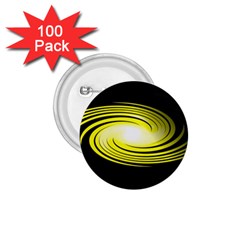 Fractal Swirl Yellow Black Whirl 1 75  Buttons (100 Pack)  by Sapixe