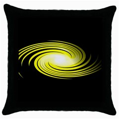 Fractal Swirl Yellow Black Whirl Throw Pillow Case (black) by Sapixe