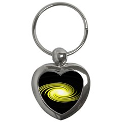 Fractal Swirl Yellow Black Whirl Key Chains (heart) 