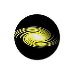 Fractal Swirl Yellow Black Whirl Rubber Round Coaster (4 Pack)  by Sapixe