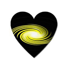 Fractal Swirl Yellow Black Whirl Heart Magnet by Sapixe