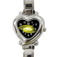 Fractal Swirl Yellow Black Whirl Heart Italian Charm Watch by Sapixe