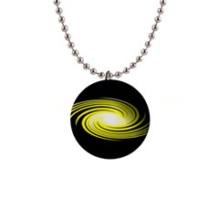 Fractal Swirl Yellow Black Whirl Button Necklaces by Sapixe