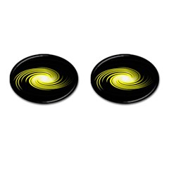 Fractal Swirl Yellow Black Whirl Cufflinks (oval) by Sapixe