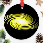 Fractal Swirl Yellow Black Whirl Round Ornament (Two Sides) Front