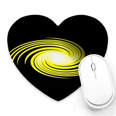 Fractal Swirl Yellow Black Whirl Heart Mousepads by Sapixe