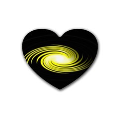 Fractal Swirl Yellow Black Whirl Heart Coaster (4 Pack)  by Sapixe