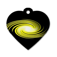 Fractal Swirl Yellow Black Whirl Dog Tag Heart (two Sides) by Sapixe