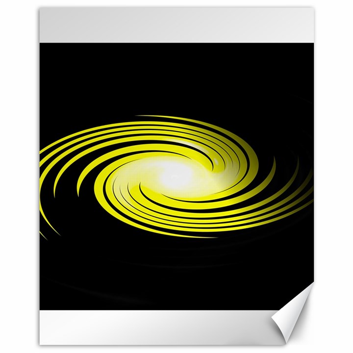 Fractal Swirl Yellow Black Whirl Canvas 11  x 14  