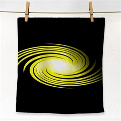 Fractal Swirl Yellow Black Whirl Face Towel by Sapixe