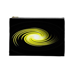 Fractal Swirl Yellow Black Whirl Cosmetic Bag (large)  by Sapixe