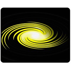 Fractal Swirl Yellow Black Whirl Fleece Blanket (medium)  by Sapixe