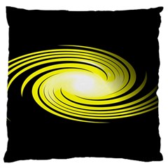 Fractal Swirl Yellow Black Whirl Large Cushion Case (two Sides) by Sapixe