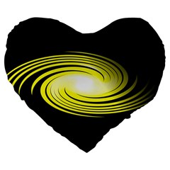 Fractal Swirl Yellow Black Whirl Large 19  Premium Heart Shape Cushions by Sapixe