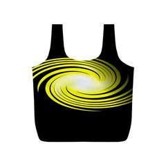 Fractal Swirl Yellow Black Whirl Full Print Recycle Bags (s)  by Sapixe