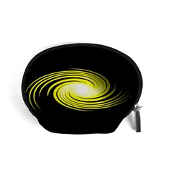 Fractal Swirl Yellow Black Whirl Accessory Pouches (small)  by Sapixe