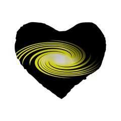 Fractal Swirl Yellow Black Whirl Standard 16  Premium Flano Heart Shape Cushions by Sapixe