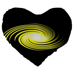 Fractal Swirl Yellow Black Whirl Large 19  Premium Flano Heart Shape Cushions by Sapixe