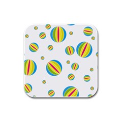 Balloon Ball District Colorful Rubber Square Coaster (4 Pack)  by Sapixe