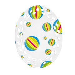 Balloon Ball District Colorful Ornament (oval Filigree) by Sapixe