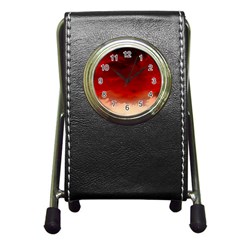 Flaming Skies Ominous Fire Clouds Pen Holder Desk Clocks by Sapixe