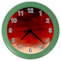 Flaming Skies Ominous Fire Clouds Color Wall Clocks by Sapixe